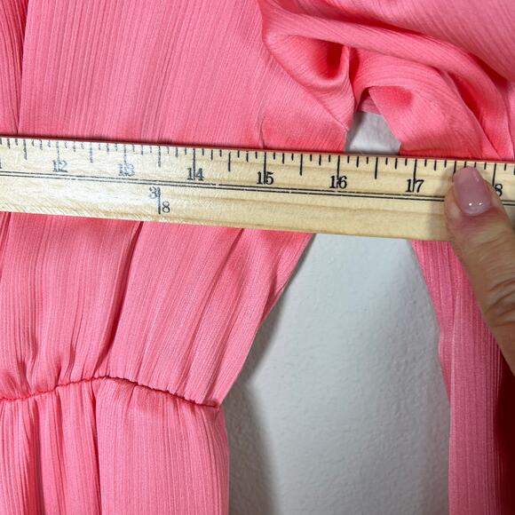 Trina Turk Women's Make Merry Tiered Mini Dress Medium Flamingo Pink Long Sleeve - Picture 13 of 16